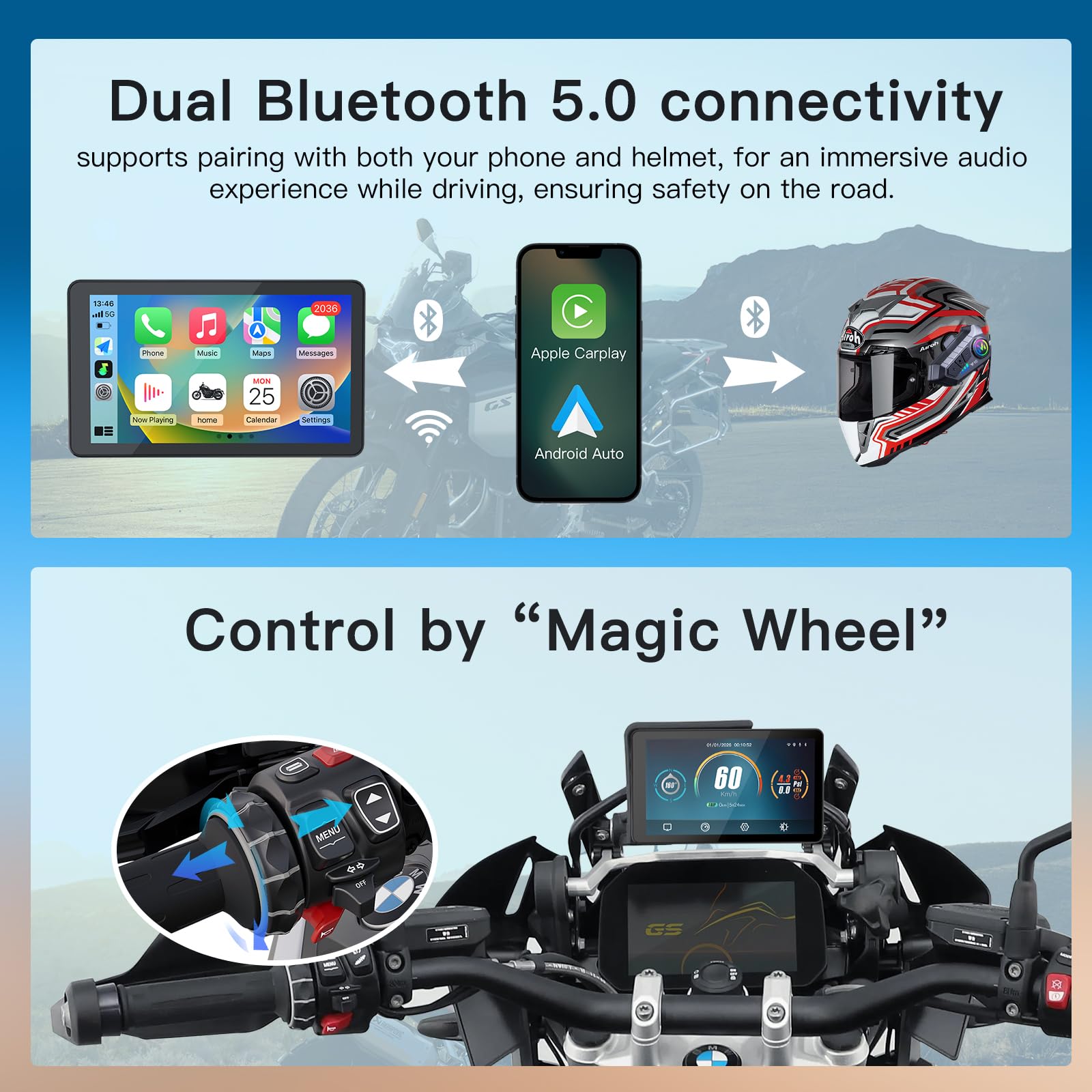 CARABC DB601 for BMW Motorcycles Touchscreen,Plug & Play Smart